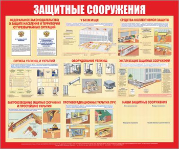 С58 защитные сооружения (1200х1000 мм, пластик ПВХ 3 мм, алюминиевый багет серебреного цвета) - Стенды - Стенды по гражданской обороне и чрезвычайным ситуациям - . Магазин Znakstend.ru